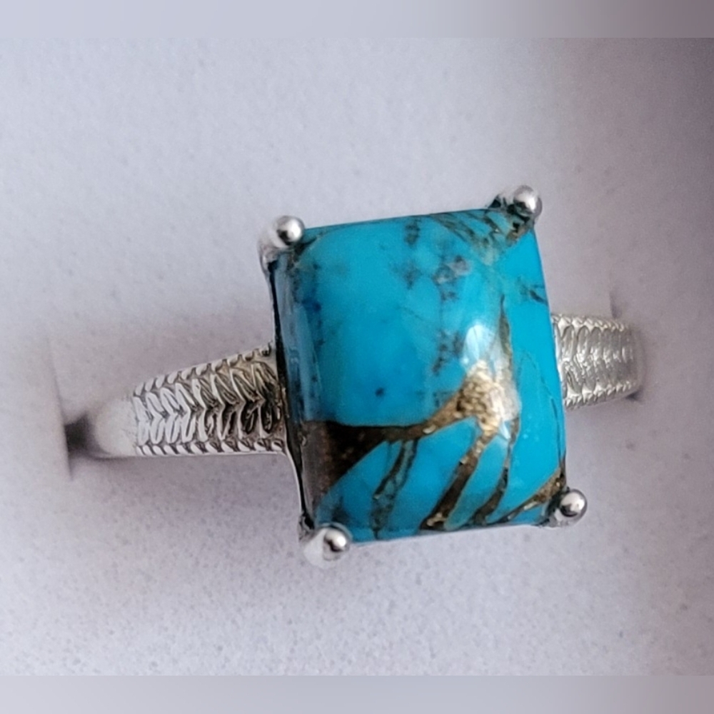 .925 TURQUOISE with Matrix Ring Size 9 - Picture 3 of 6